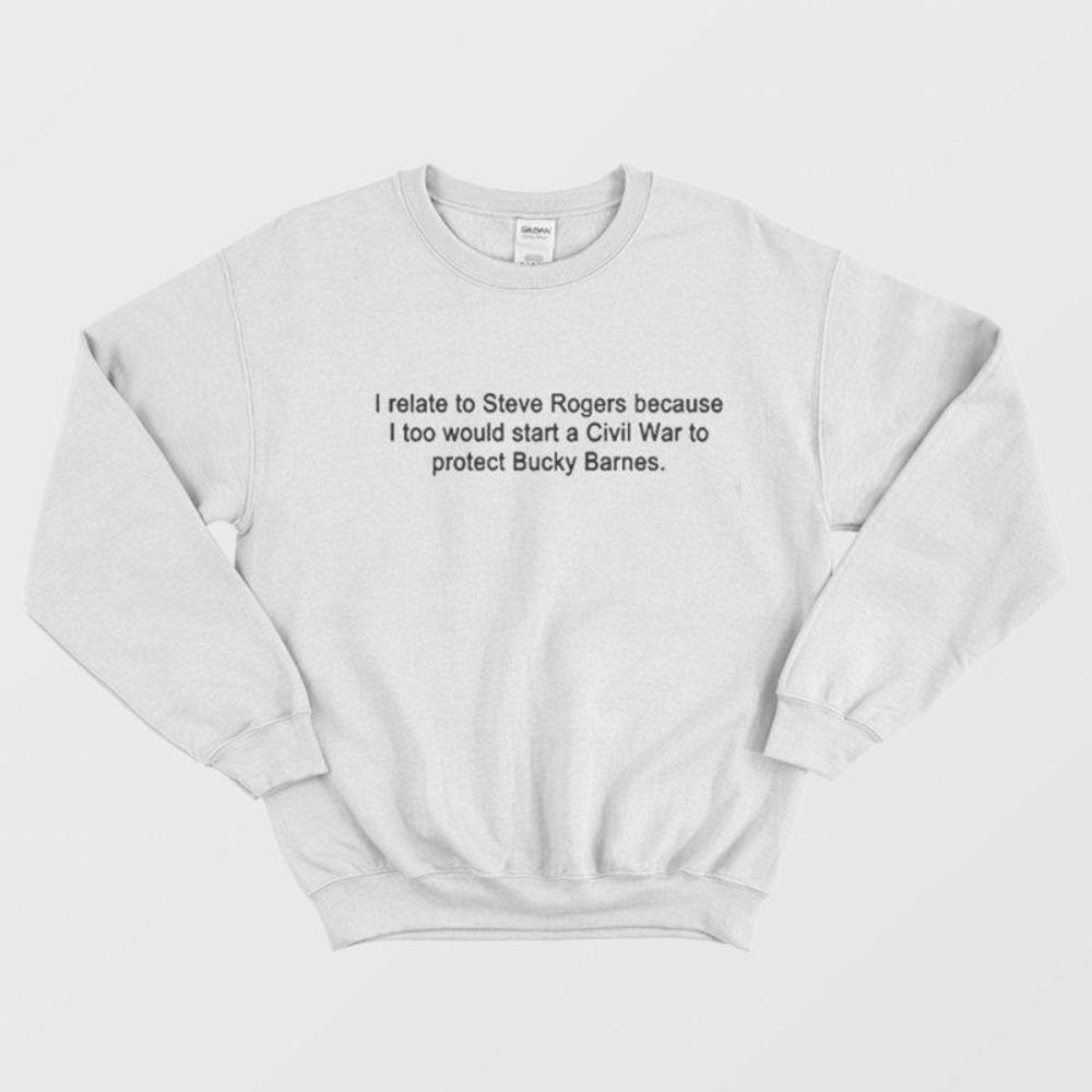 I Relate To Steve Rogers Hero Inspired Funny Fan Quote Graphic Sweatshirt